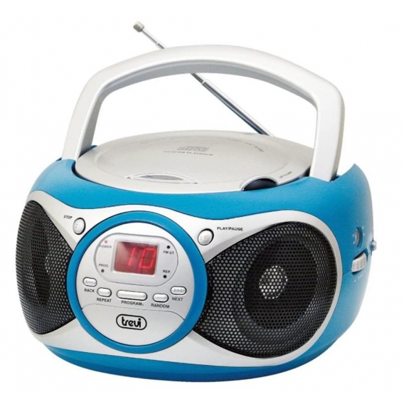 Trevi CD 512 Mini CD-Player Bommbox Radio klein (Tragegriff, MP3 fähiger CD-Wechsler, UKW-Radio, Netzt- und Batterie-Betrieb) tü