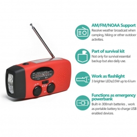More about Solar Radio Kurbelradio Multifunktion Tragbares Outdoor für Notfälle mit Handkurbel LED Taschenlampe Powerbank FM/AM Notfallradi