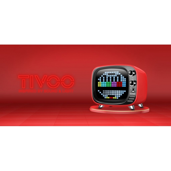 Divoom TIVOO Bluetooth v5.0 Lautsprecher mit Smart Pixel Art Display, Farbe:rot
