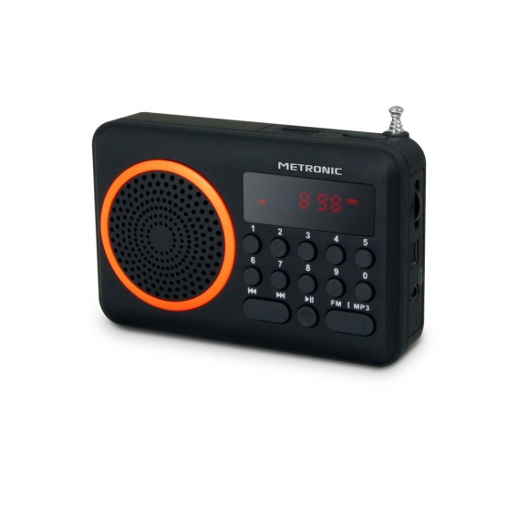 METRONIC tragbares UKW Radio, MP3-Wiedergabe, Akkubetrieb, Orange 477204