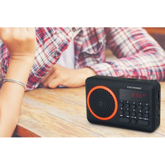 METRONIC tragbares UKW Radio, MP3-Wiedergabe, Akkubetrieb, Orange 477204