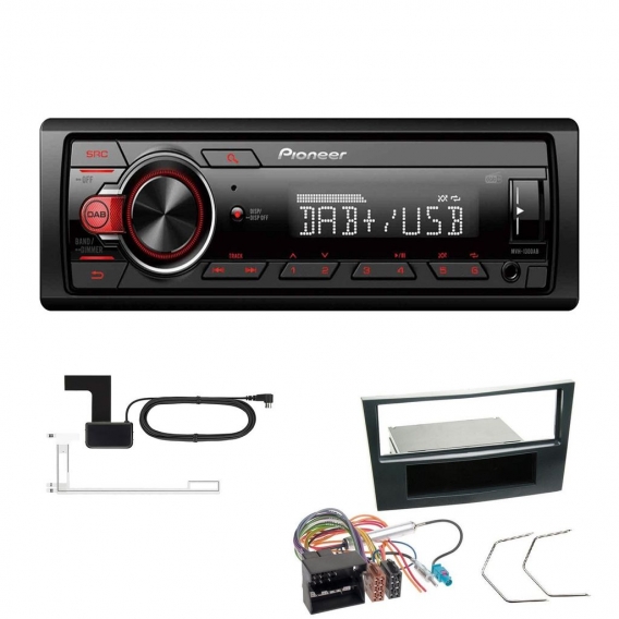 Pioneer MVH-130DAB 1 DIN Media Autoradio DAB+ Short Body USB AUX passend für Opel Corsa D 2006-2014 stealth black