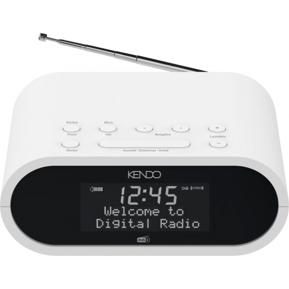 KENDO DAB Clock 21EX weiß Radiowecker (DAB+, UKW, Wecker, Ladestation, Sleeptimer)