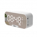 Digitaler Spiegeloberflaechen-Wecker mit BT-Lautsprecher & FM-Radio & Temperaturanzeige Doppelte Alarme Elektronische Desktop-Uh