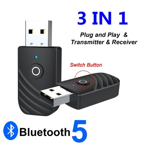 3 in 1 Wireless USB Bluetooth 5.0 Empfänger Adapter Audio Sender 3,5 mm AUX Adapter für Auto TV PC Computer Heim Stereo
