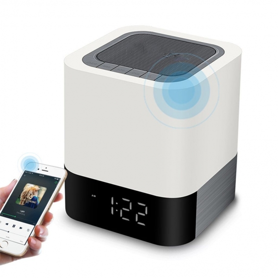 Bluetooth Lautsprecher Wecker 5 in 1 LED Touch Dimmbar Wecker Digital MP3-Player, Lautsprecher, mit SD Karte, USB und Bluetooth 
