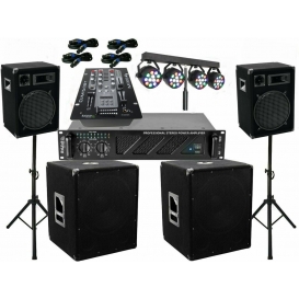 More about DJ Komplett Set 30cm Boxen Stativ 38cm Subwoofer Mixer 3200W LED Lichteffekt Bar