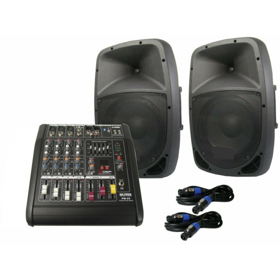 Das PA-SET 8 Powermixer Pa Anlage DJ 2 Wege 30 cm Lautsprecher Boxen USB 5 Kanal