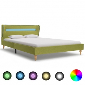 More about 135 x 190 cm,Doppelbett 280734  Bed Frame with LED Green Fabric 135x190 cm (UK/NO/IE/FI/DE/FR/NL only)