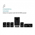 auna Areal 525 BK 5.1 Surround Sound System Heimkinosystem (125 Watt RMS, Aktiv-Mono-Subwoofer, 5,25" Sidefiring-Tieftöner, 5 x 