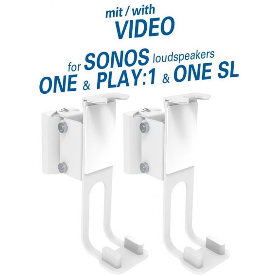 2x Wandhalter für SONOS ONE / SL Play 1 - Boxen Halter Wandhalterungen Halterung Weiß ORSEM