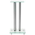 2 Stk. Lautsprecherständer Säulen-Design Hartglas Silbern, SIZE: 30 x 25 x 61 cm "CLORIS"