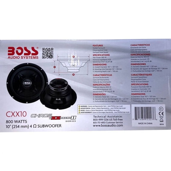 Boss Audio Systems CXX10 passiver Subwoofer Schwarz Passiver Subwoofer 400 Watt