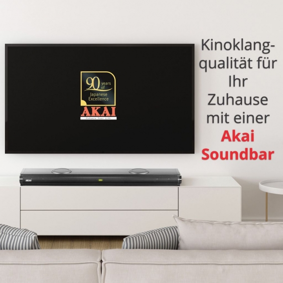 AKAI Soundbar 2.2 Kanal mit 2 integrierten Subwoofer mit Air Tube USB AUX
