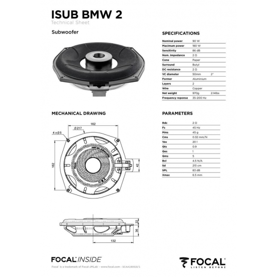 Focal ISUB BMW 4 | Untersitz-Subwoofer BMW 20cm