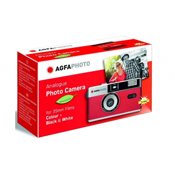 AgfaPhoto Analoge 35mm Foto Kamera  Set (Film + Batterie + KOMPLETTENTWICKLUNG für bis zu 36 Fotos schwarz/ weiß )
