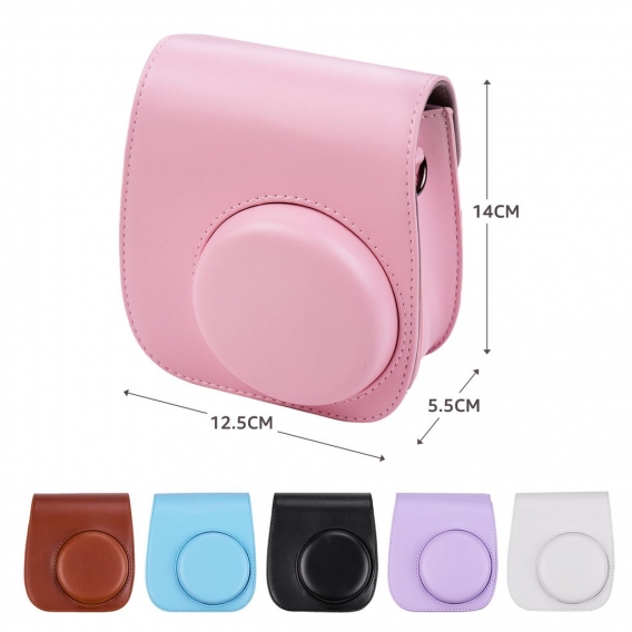 Tragbare Instant-Kameratasche Taschenhalter Kunstleder mit Schultergurt Kompatibel mit Fujifilm Fuji Instax Mini 11