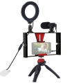 PULUZ Dimmable Selfie Rings Fill Light mit Handyhalter & Stativstabilisator & Mikrofon LED-Kamera-Ringlicht fuer Live-Stream / M
