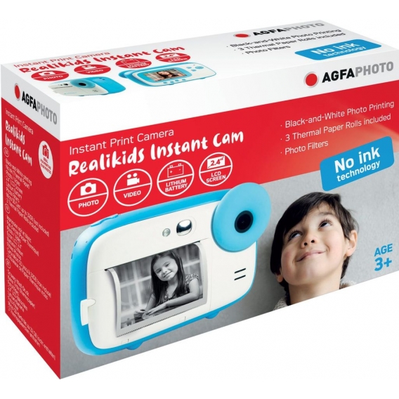 AgfaPhoto Realipix Sofortbildkamera mit Schwarz-Weiß Druck für Kinder inklusive Papier | 5 Megapixel Instant Kamera mit Foto & V