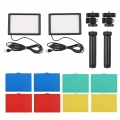 2 Packungen 15W LED-Videoleuchten-Set Desktop-Fotografie-Fuelllicht Zweifarbige Temperatur einstellbare Helligkeit CRI95 USB-Net