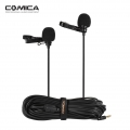 Comica CVM-D02 Doppelkopf-Lavalier-Ansteckmikrofon Aufsteckbares omnidirektionales Kondensatormikrofon Kabellaenge 6 m Kompatibe