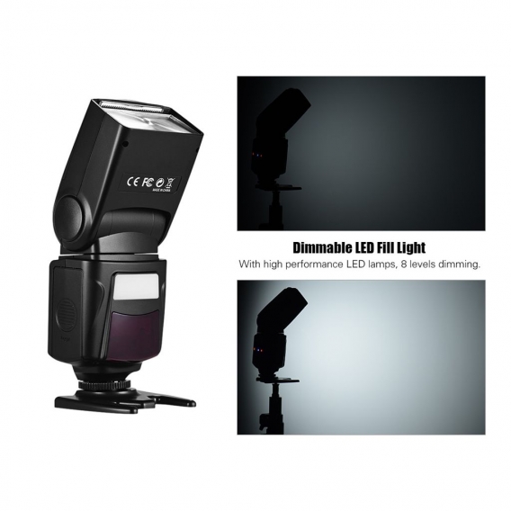 Professionelles Blitzlicht auf der Kamera Speedlite Speedlight mit einstellbarer Helligkeit LED-Fuelllicht Blitzschuhhalterung f