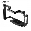 Andoer Camera Cage Aluminiumlegierung mit 1/4 Zoll & 3/8 Zoll Schraubenloechern Dual Cold Shoe Mount Kompatibel mit Canon 5DS 5D