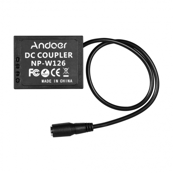 Andoer 5V USB zu NP-W126 Dummy-Akku DC-Koppleradapter Kompatibel mit Fuji-Kameras X-A1 / X-A2 / X-A3 / X-E1 / X-E2 / X-M1 / X-Pr