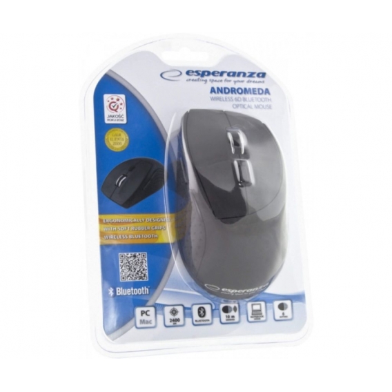ESPERANZA EM123K ANDROMEDA - Myszka Bluetooth|DPI 1000/1600/2400|6D-6 przyciskow - 2.400 dpi - Optisch