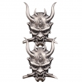 2 Stück Ghost Fangs Warrior Samurai Fiend Dragon Metall Autoaufkleber Label Emblem Kleber -Silber