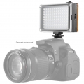 Andoer AD-96 Tragbare Mini-On-Kamera LED-Video-Fill-in Light Panel 5500K / 3200K CRI85 + mit White & Orangefilter fuer Canon Nik