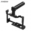 Andoer Camera Cage + Top Handle Kit Aluminiumlegierung mit doppelter Kaltschuhhalterung 1/4 Zoll Schraube Kompatibel mit Canon E