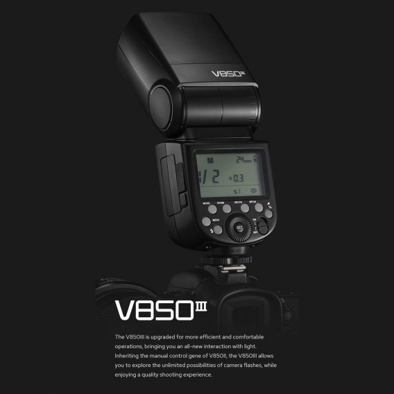 Godox V850III 2.4G Wireless Camera Flash Speedlite On-Camera Sender/Empfaenger Speedlight 1/8000s HSS GN60 mit 2600mAh Batterie 