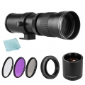 Kamera MF Supertele-Zoomobjektiv F/8,3-16 420-800 mm T-Bajonett + UV/CPL/FLD-Filtersatz +2X 420-800 mm Telekonverter-Objektiv + 