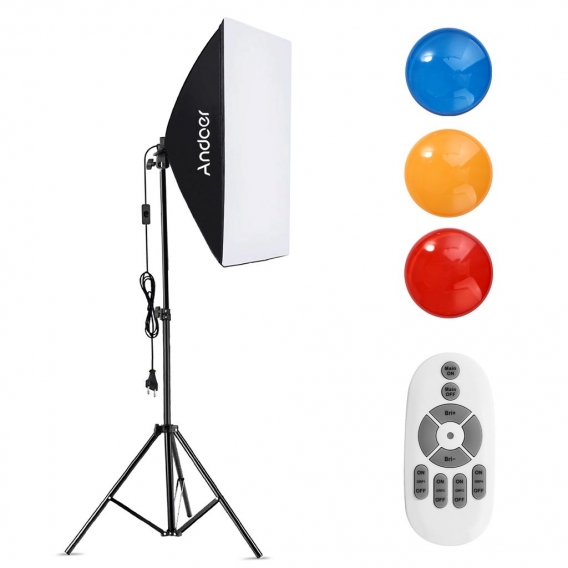 Andoer Studio Photography Softbox RGB-LED-Beleuchtungsset mit 20 * 28-Zoll-Softbox * 1 / 5500K 35-W-LED-Licht * 1 / Farbfilter *