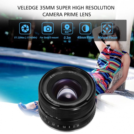 VELEDGE 35 mm 1: 1,2 Super hochaufloesende Standardkamera mit grosser Blende Prime-Objektiv Leichtes MF-Objektiv mit manuellem F