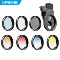 APEXEL APL-37UV-7G Professionelles 7-in-1-Telefon-Objektivfilter-Kit 37 mm Grad Rot Blau Gelb Orange Filter + CPL ND-Sternfilter