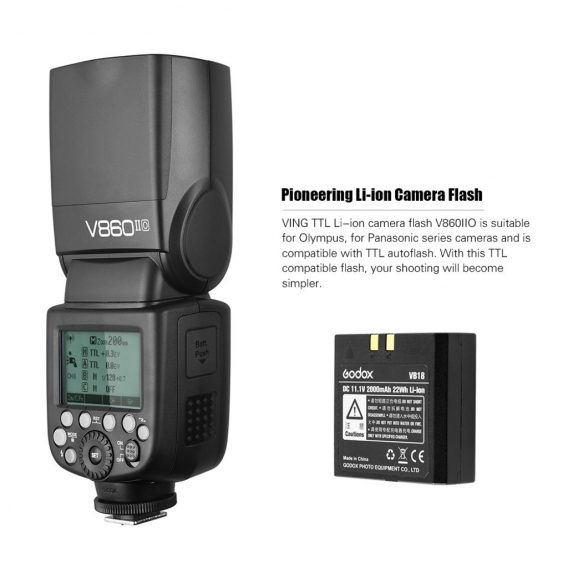Godox VING V860IIO Pionier TTL Li-Ion Kamera Flash Master & Slave Flash Speedlite 2.4G Wireless X System 1 / 8000s HSS GN60 mit 