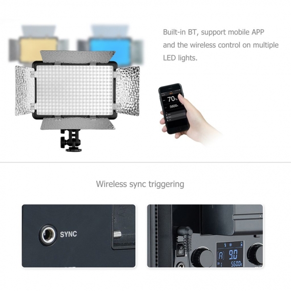 Godox LF308D LED-Blitzlicht Fotografie Ausfuelllampe Videolicht 5600K 18W Smartphone APP / 2.4G Funksteuerung mit Fernbedienung 