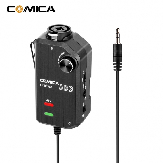CoMica LinkFlex AD2 XLR / 6,35 mm-3,5 mm Mikrofonvorverstaerker-Audioadapter Universal fuer Kamera-Smartphone-Gitarrenschnittste