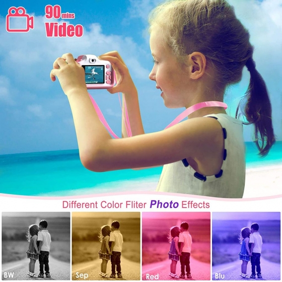 Kinder Kamera, Digital Fotokamera Selfie und Videokamera mit 12 Megapixel/ Dual Lens/ 2 Inch Bildschirm/ 1080P HD, Geburtstagsge