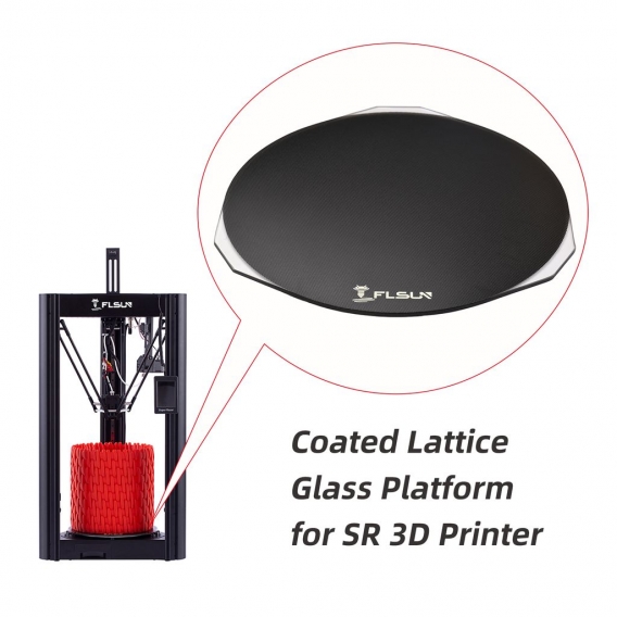FLSUN SR 3D-Drucker Glasplatte Bauoberflaeche Beschichtete Gitterglasplattform Heissbett-Glasbett 3D-Drucker Verbesserte Teile