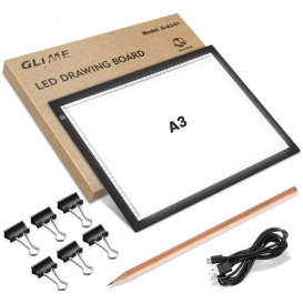 More about GLIME A3 Light Pad, ultradünner, stufenlos dimmbarer LED-Zeichentisch für Diamantmalerei, mit USB-wiederaufladbarem USB-Kabel mi