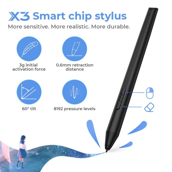 XP-PEN Artist 12 2. Generation Grafiktablett mit Display 133% sRGB Farbraum batterieloser Stift mit X3 Smart-Chip, für digitales