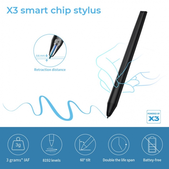 XP-PEN Deco LW 10 x 6 Zoll Grafiktablett mit Bluetooth-Funktion, 8 anpassbare Schnelltasten, X3 Elite Stift, Zeichentablett, Tab