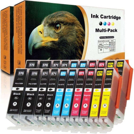 Kompatibel 20 Patronen Canon PGI-570/571 XL Multipack alle Farben für Canon Pixma TS 5000, 5050, 5050, 5051, 5052, 5053, 5055, 6