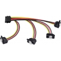 Poppstar 20cm SATA Stromkabel Adapter (vierfach) (1x Stecker (m) auf 4x Buchse (w) gewinkelt), Stromadapter für HDD, SSD, Festpl