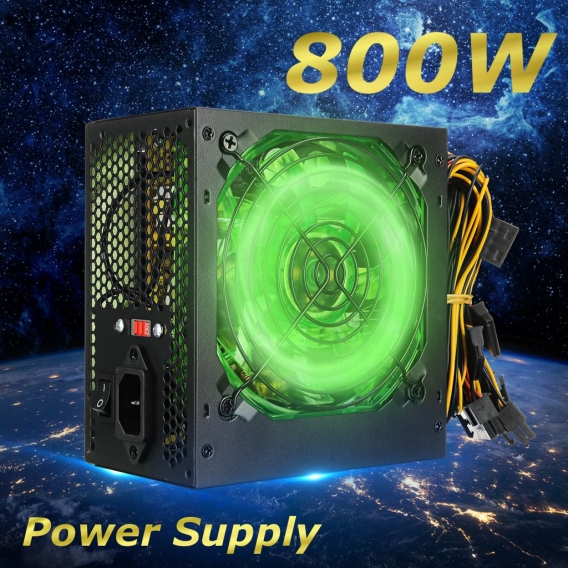 INSMA 800W PC LED Power Supply Energieversorgung Netzteil Computer 24 Pin Leiselüfter 120mm Silent