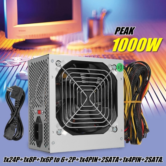 100W Netzteil PSU PFC Power Supply PC ATX Computer AMD Intel 120mm leiser Lüfter