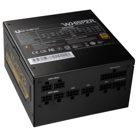 BitFenix Whisper M 80 Plus Gold Netzteil, modular - 550 Watt